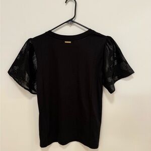 Michael Kors Black Top with Sheer Sleeves